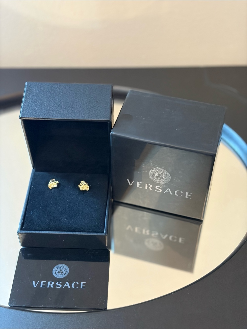Versace Gold Medusa Mini Stud Earrings